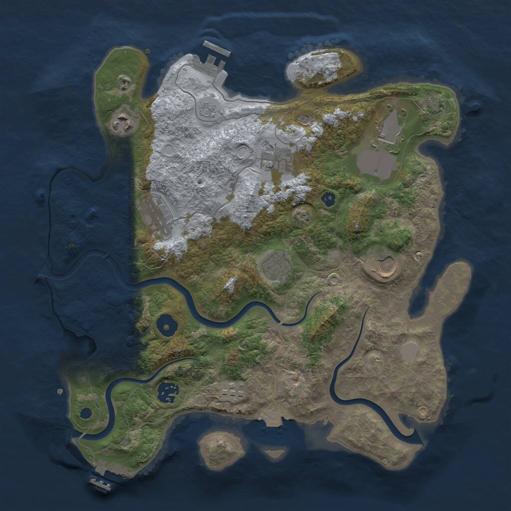Rust Map: Procedural Map, Size: 3600, Seed: 17456234, 14 Monuments