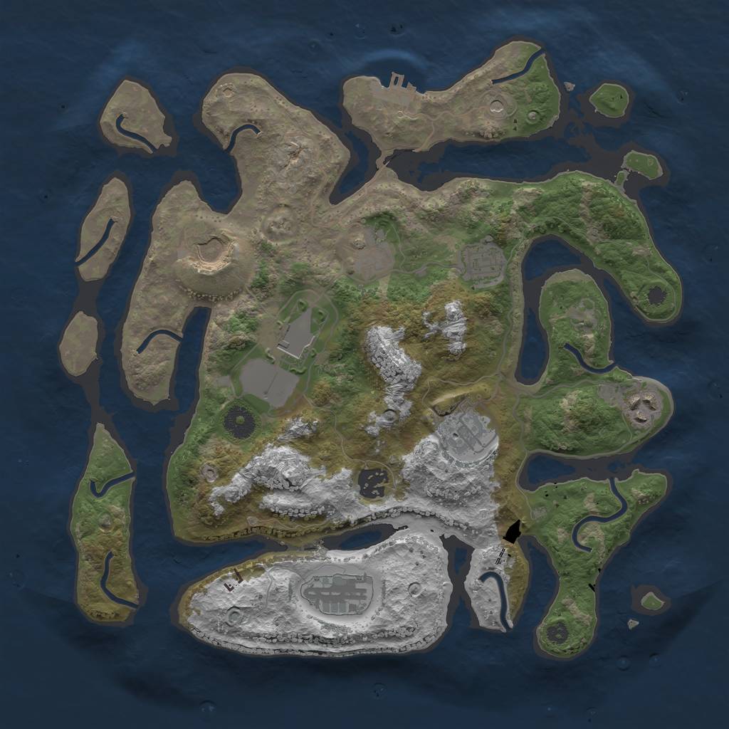 Rust Map: Procedural Map, Size: 3500, Seed: 1451570245, 12 Monuments