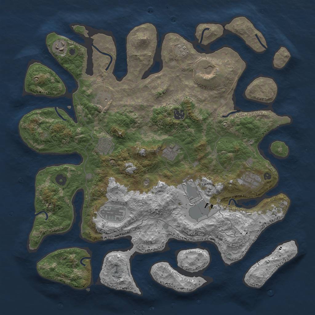 Rust Map: Procedural Map, Size: 4200, Seed: 98768, 13 Monuments