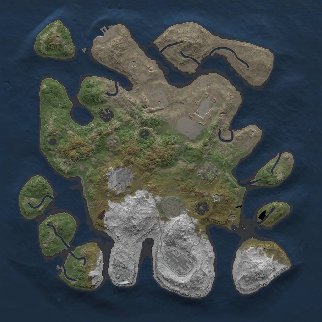 Rust Map: Procedural Map, Size: 3500, Seed: 1925848524, 12 Monuments