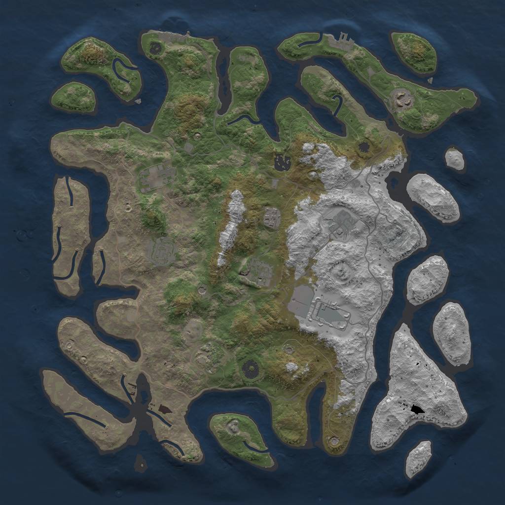 Rust Map: Procedural Map, Size: 4250, Seed: 456789342, 14 Monuments