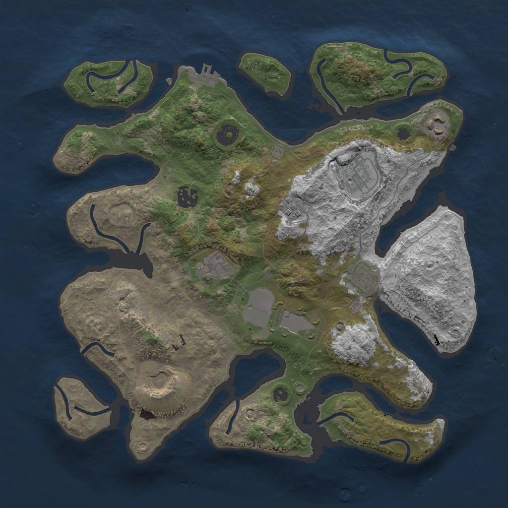 Rust Map: Procedural Map, Size: 3500, Seed: 8821, 11 Monuments