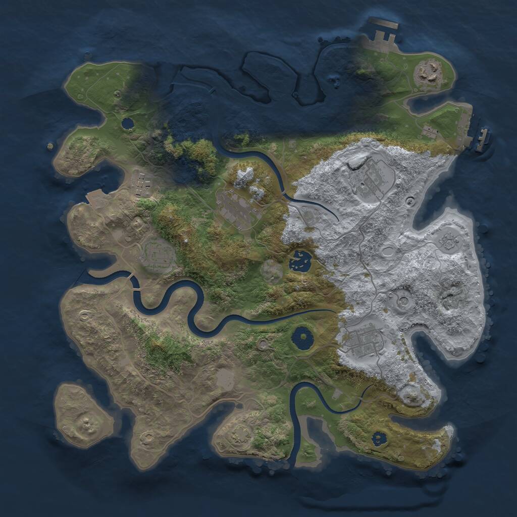 Rust Map: Procedural Map, Size: 3500, Seed: 8821, 13 Monuments