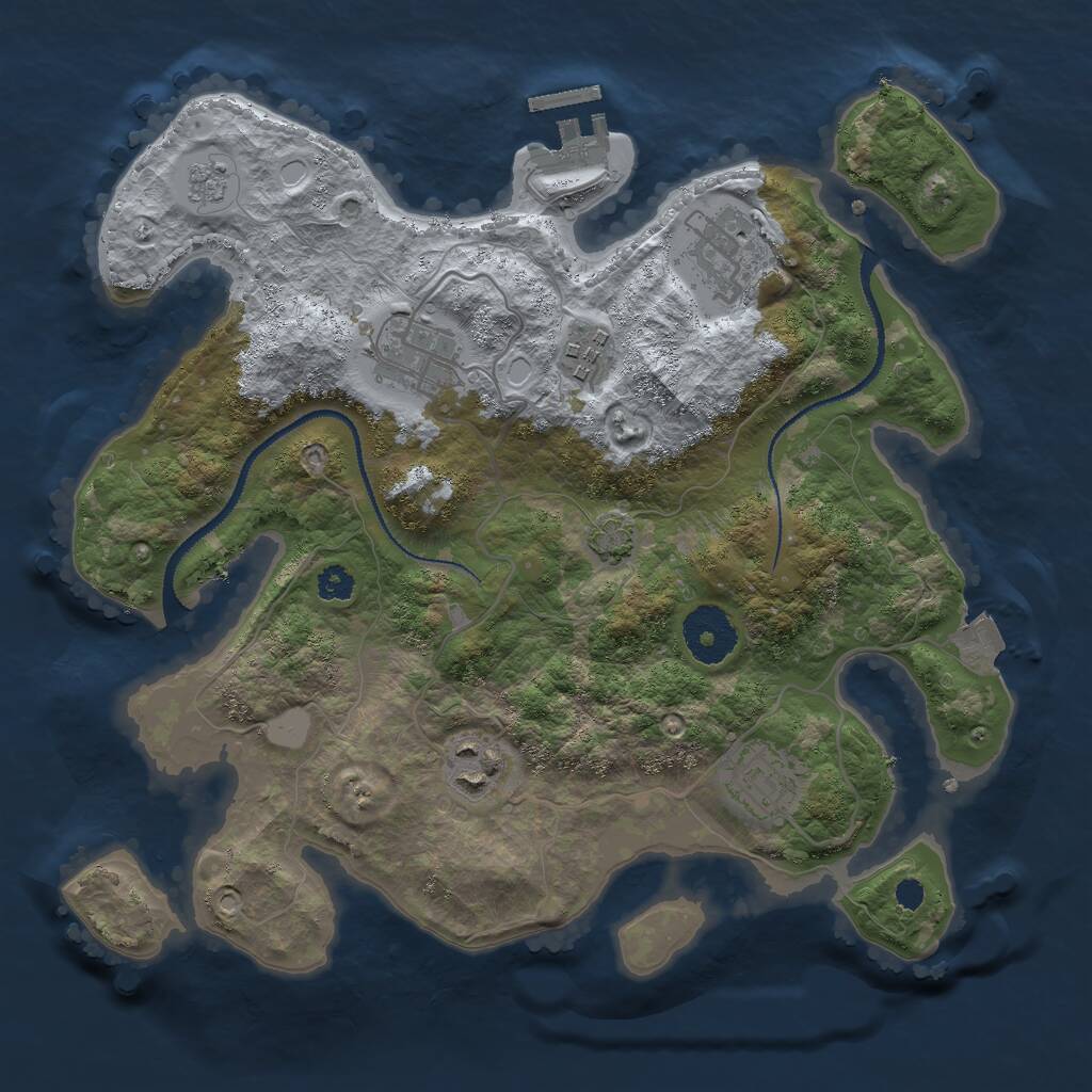 Rust Map: Procedural Map, Size: 3000, Seed: 2992, 9 Monuments