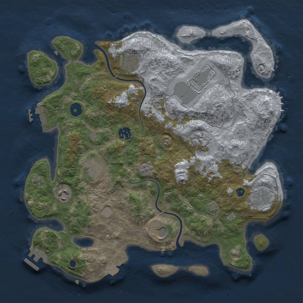 Rust Map: Procedural Map, Size: 3600, Seed: 928223, 15 Monuments