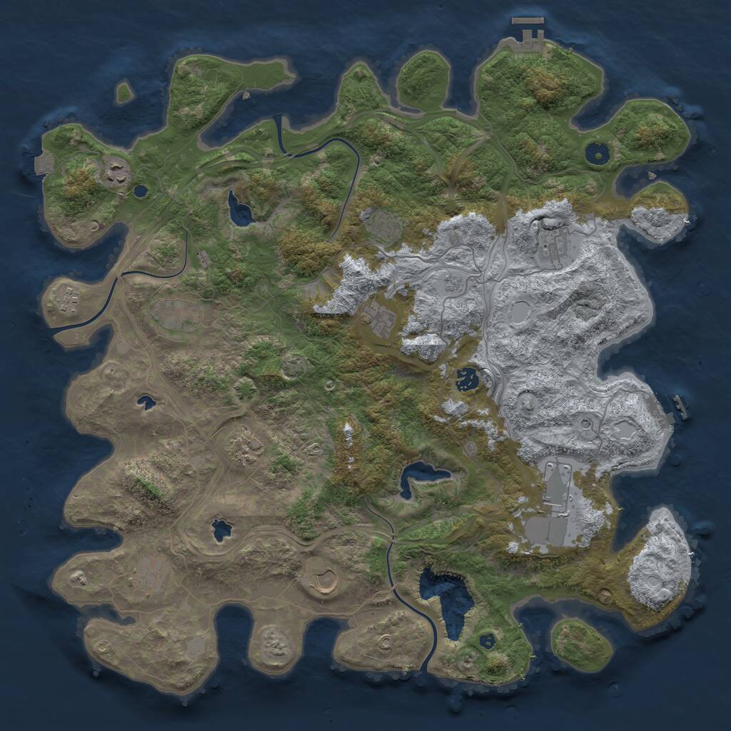 Rust Map: Procedural Map, Size: 4600, Seed: 2453124, 17 Monuments