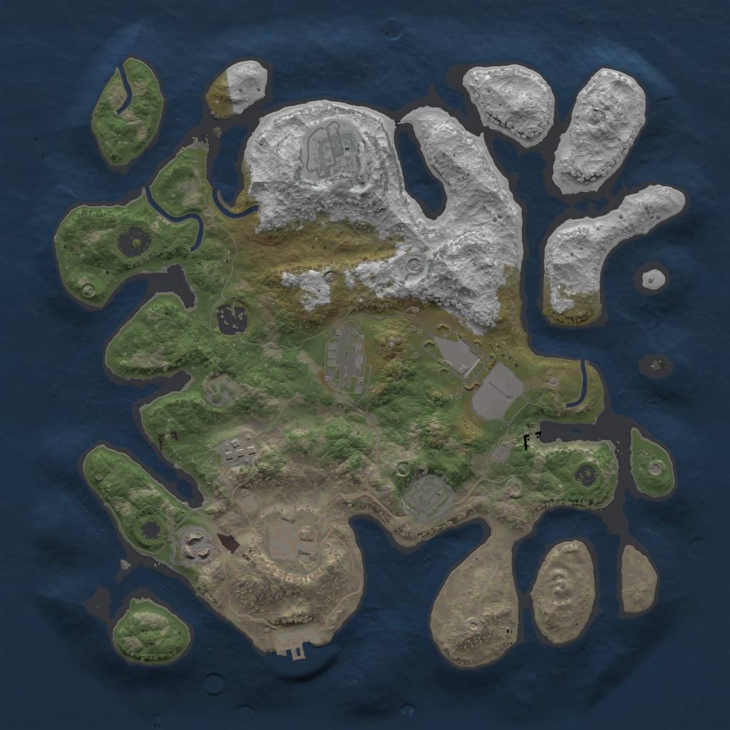 Rust Map: Procedural Map, Size: 3500, Seed: 35309568, 12 Monuments