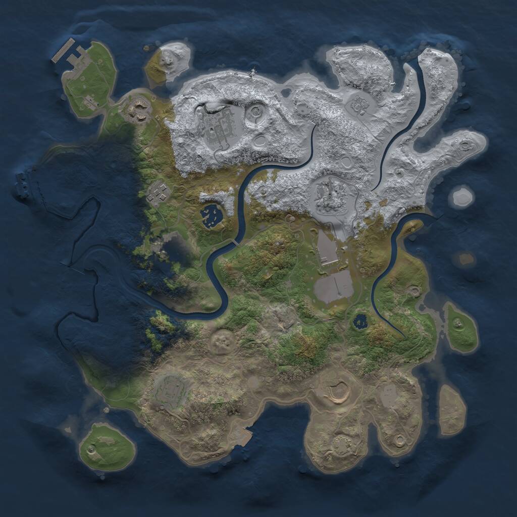 Rust Map: Procedural Map, Size: 3500, Seed: 35309568, 15 Monuments