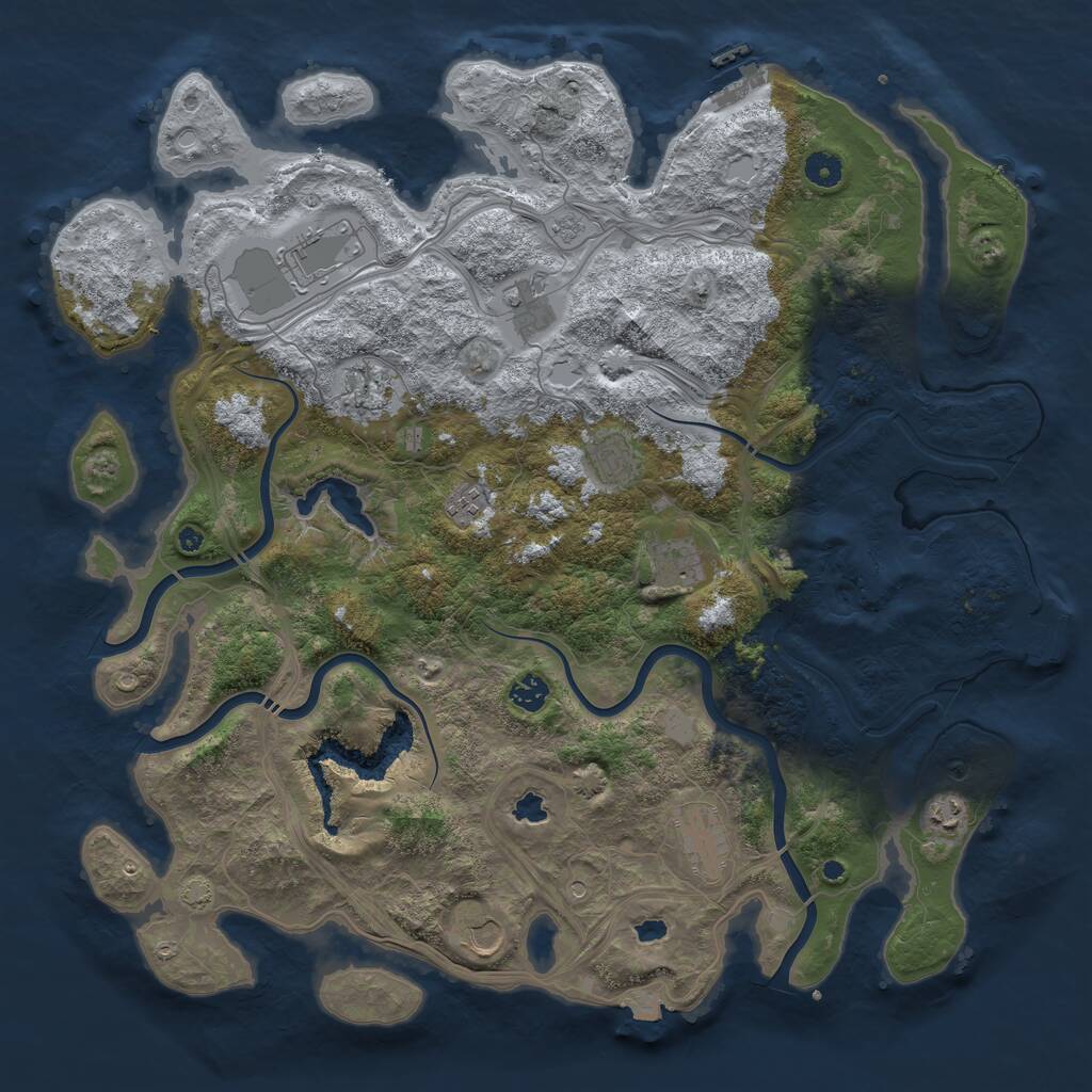 Rust Map: Procedural Map, Size: 4500, Seed: 640624597, 16 Monuments