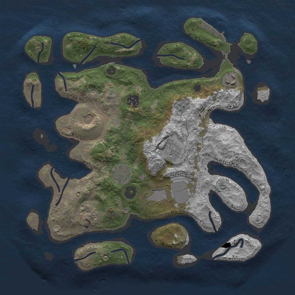 Rust Map: Procedural Map, Size: 3500, Seed: 2536, 12 Monuments
