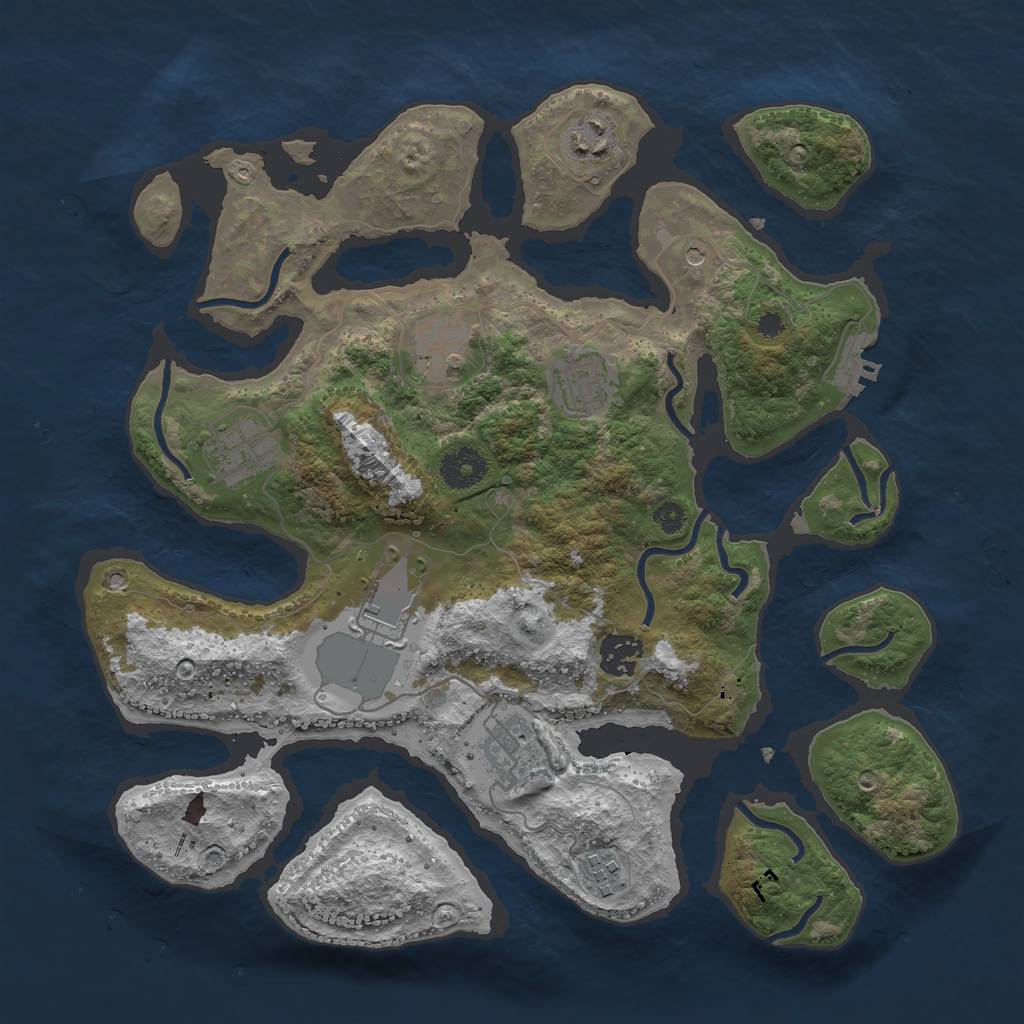 Rust Map: Procedural Map, Size: 3500, Seed: 2154876, 12 Monuments