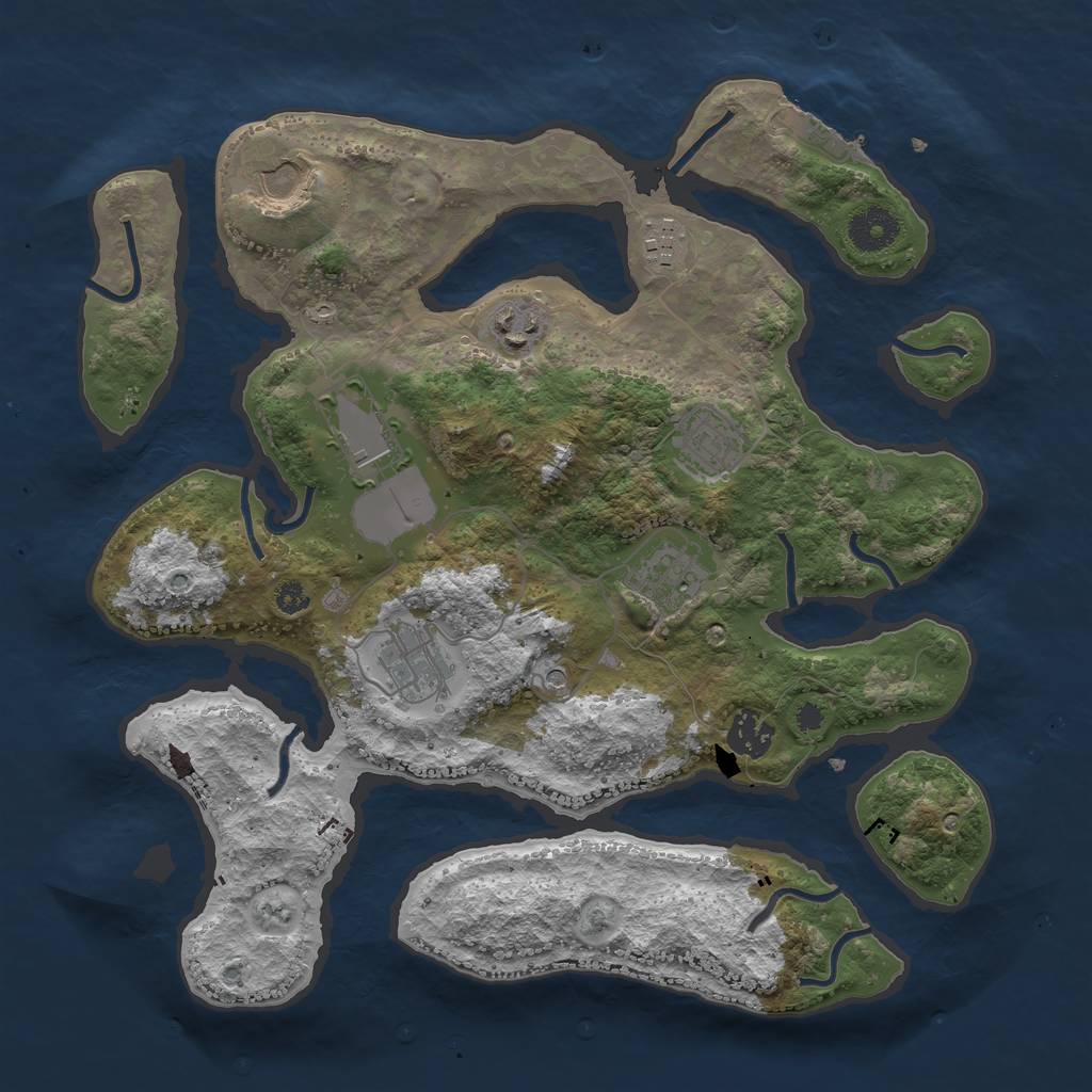 Rust Map: Procedural Map, Size: 3500, Seed: 8368354, 12 Monuments