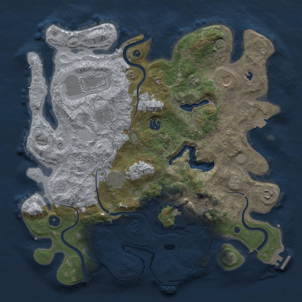 Rust Map: Procedural Map, Size: 4000, Seed: 100343, 14 Monuments