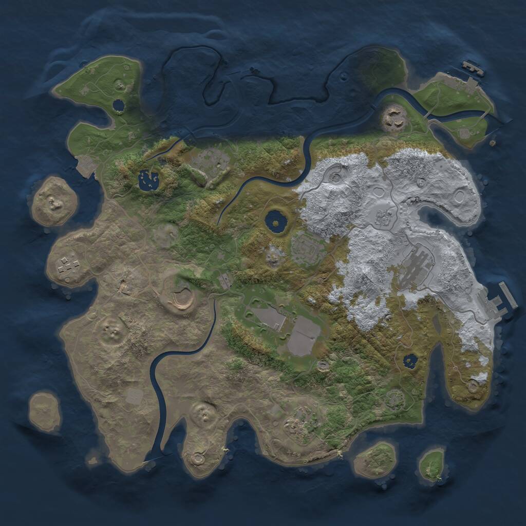 Rust Map: Procedural Map, Size: 3600, Seed: 379681439, 15 Monuments