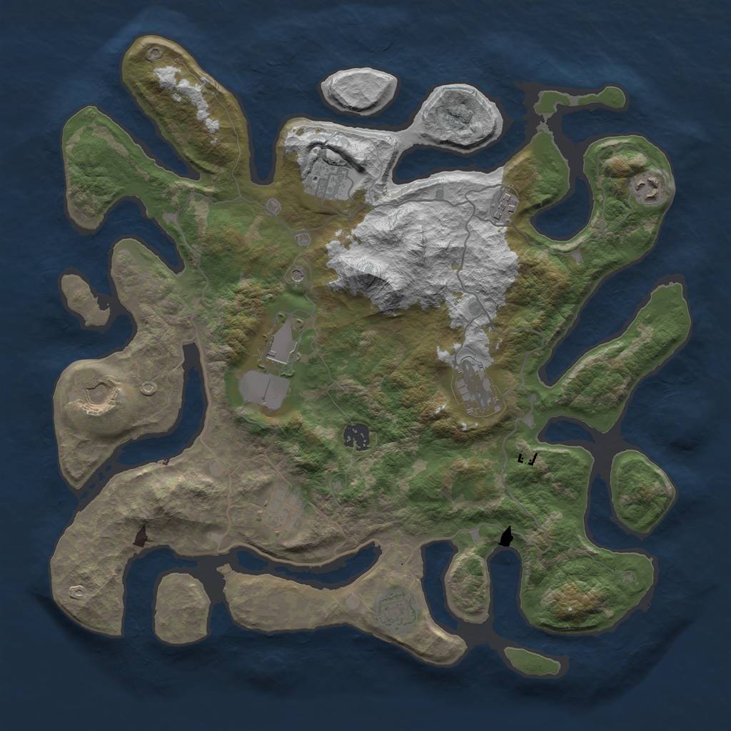 Rust Map: Barren, Size: 4000, Seed: 4294972, 12 Monuments