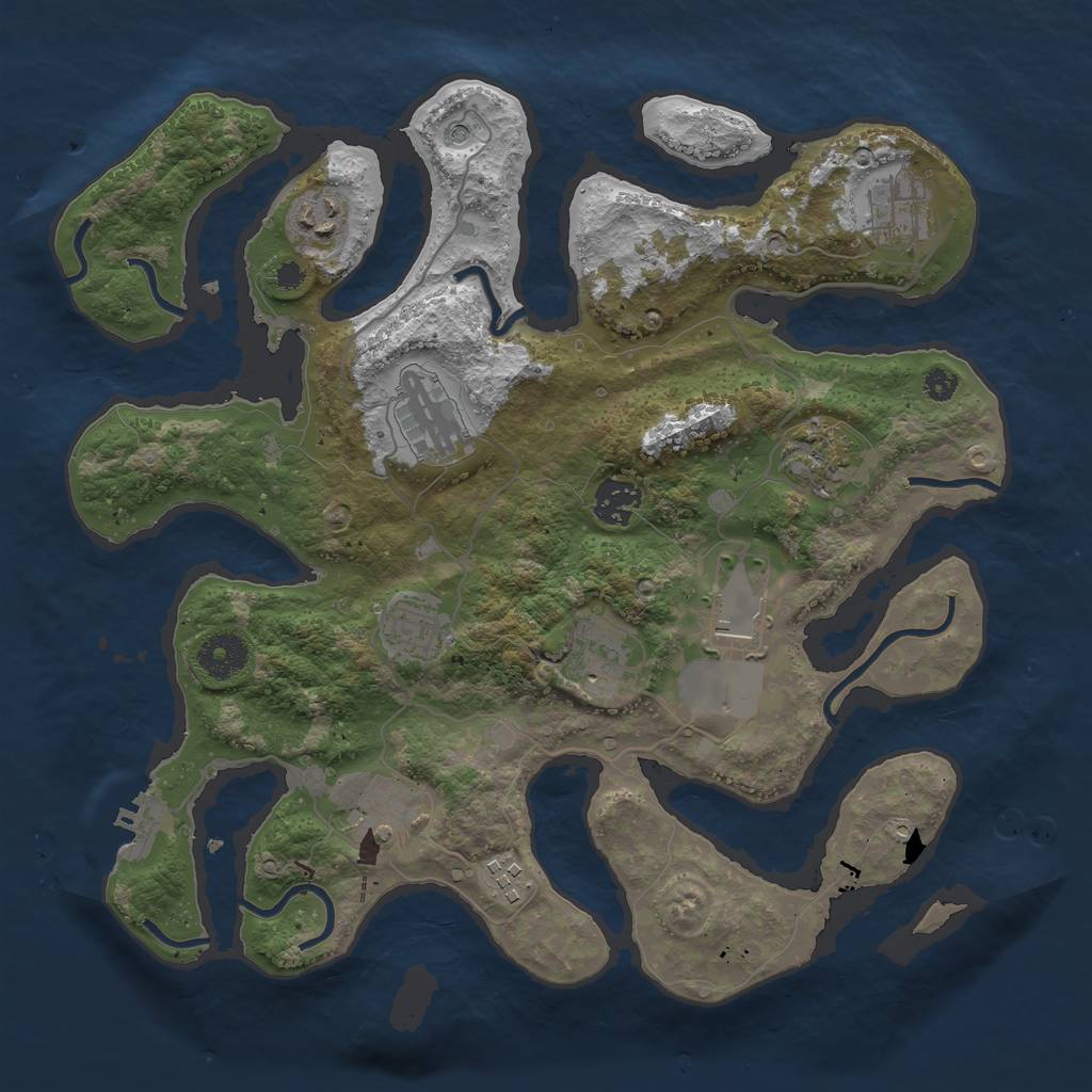 Rust Map: Procedural Map, Size: 3500, Seed: 679058550, 14 Monuments