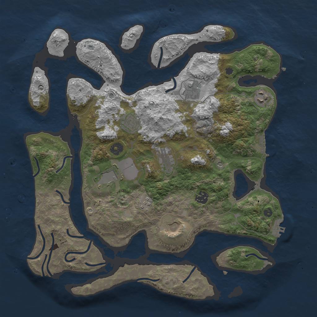 Rust Map: Procedural Map, Size: 3750, Seed: 293607774, 13 Monuments