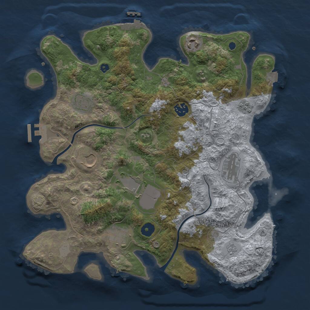 Rust Map: Procedural Map, Size: 3500, Seed: 2131211213, 14 Monuments