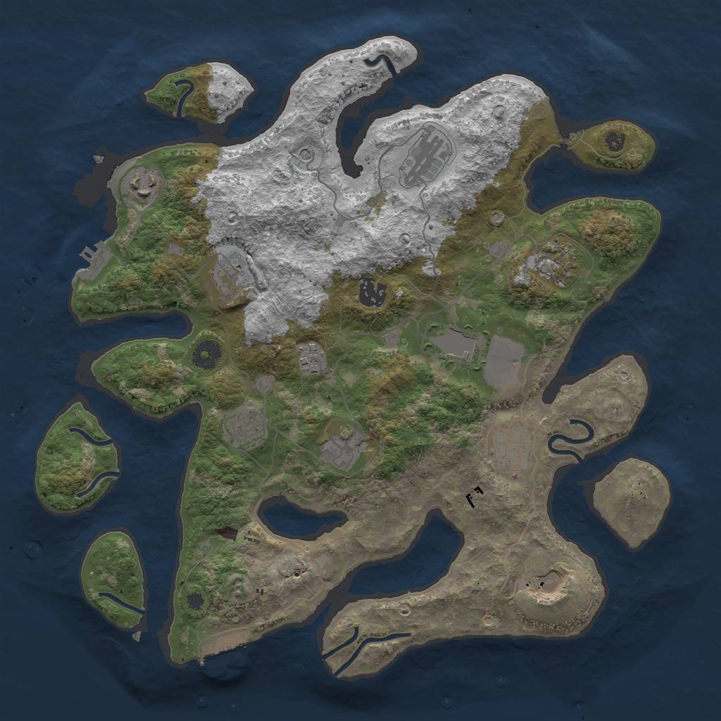 Rust Map: Procedural Map, Size: 3750, Seed: 957743771, 16 Monuments