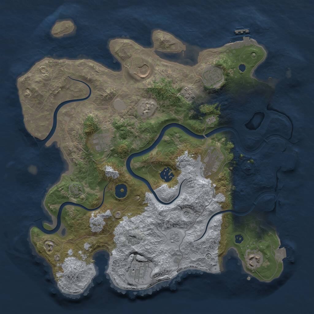Rust Map: Procedural Map, Size: 3500, Seed: 323775561, 14 Monuments