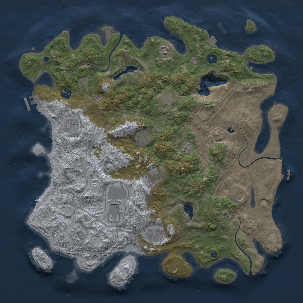 Rust Map: Procedural Map, Size: 4500, Seed: 473088440, 17 Monuments