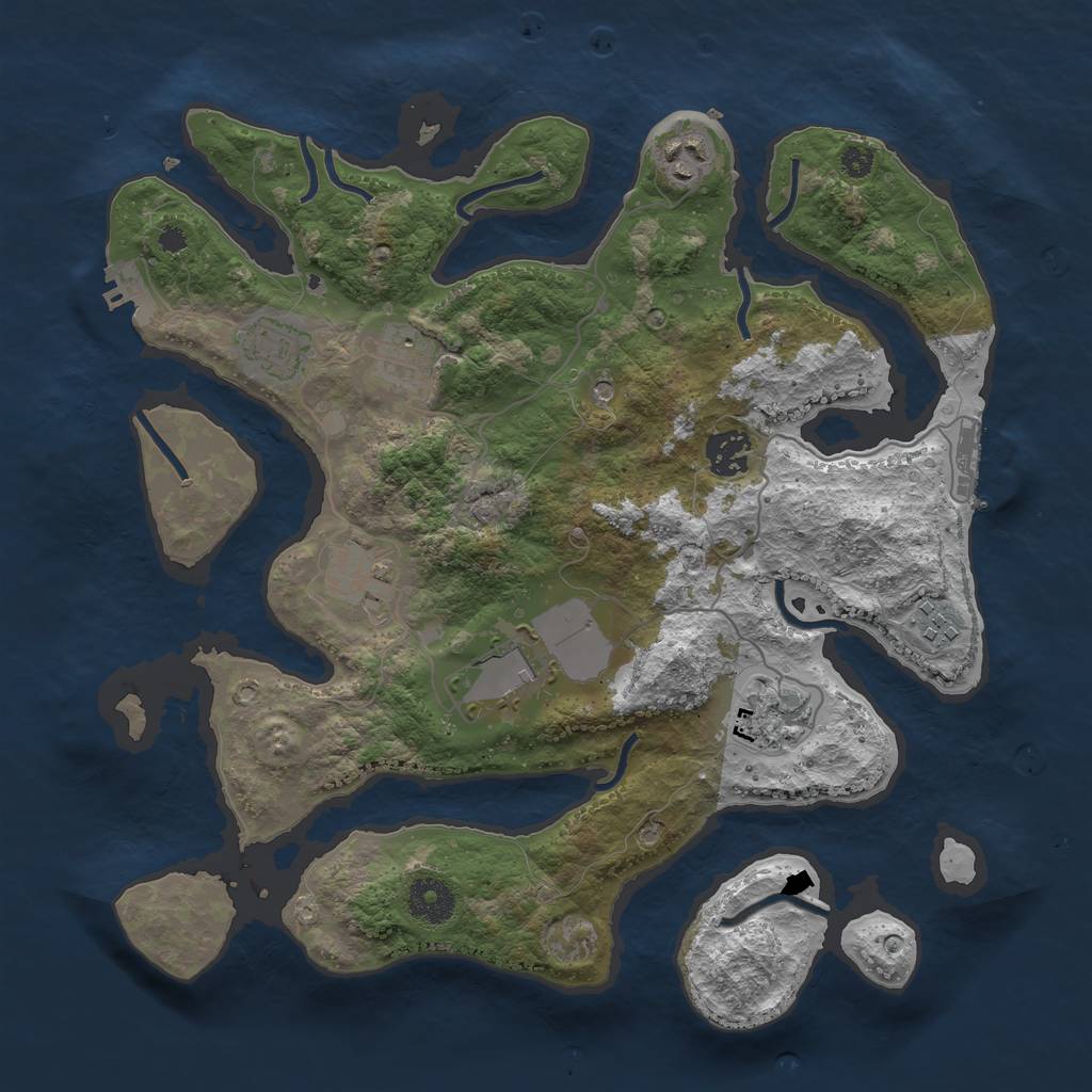 Rust Map: Procedural Map, Size: 3500, Seed: 353292, 13 Monuments