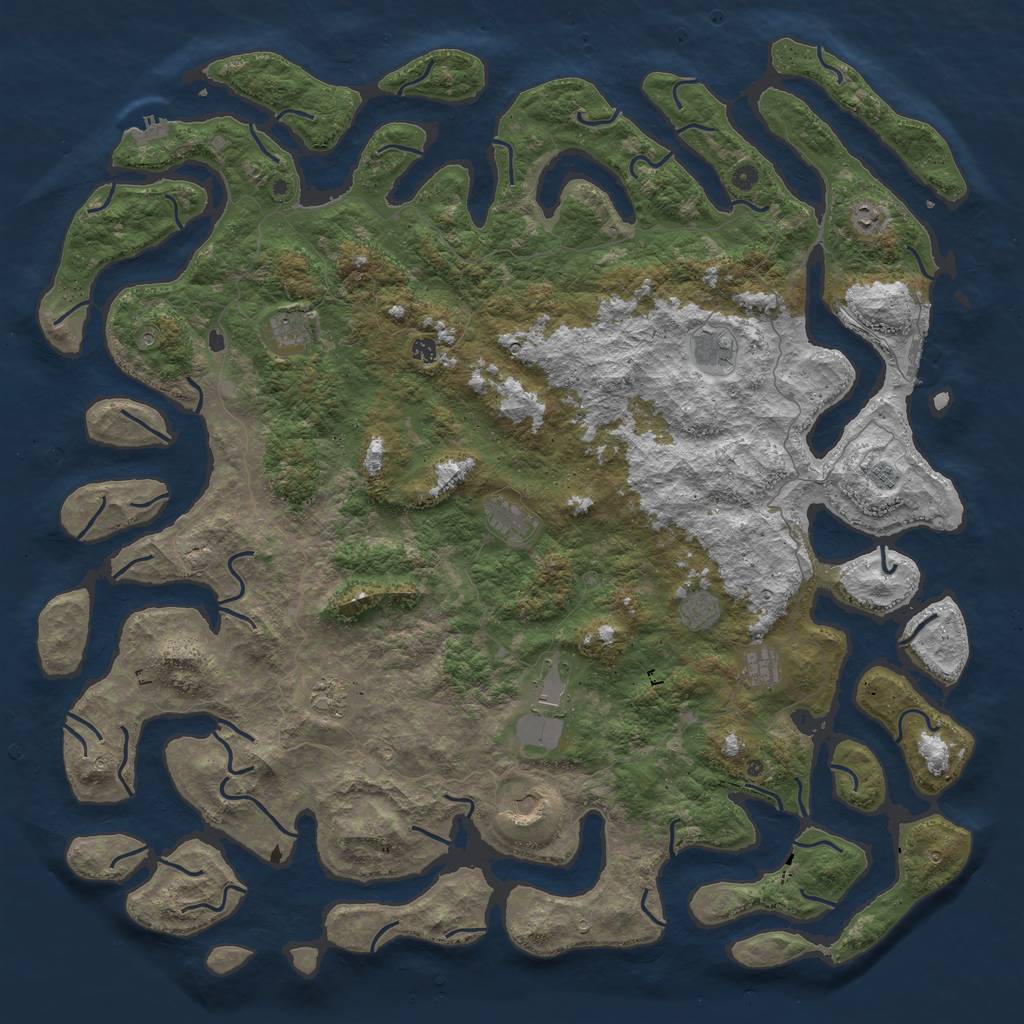 Rust Map: Procedural Map, Size: 6000, Seed: 5510, 16 Monuments