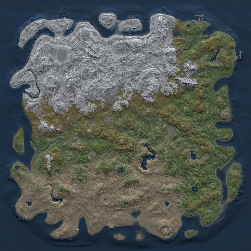Rust Map: Procedural Map, Size: 6000, Seed: 72195845, 17 Monuments