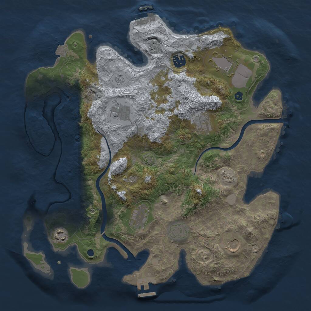 Rust Map: Procedural Map, Size: 3600, Seed: 828434, 15 Monuments