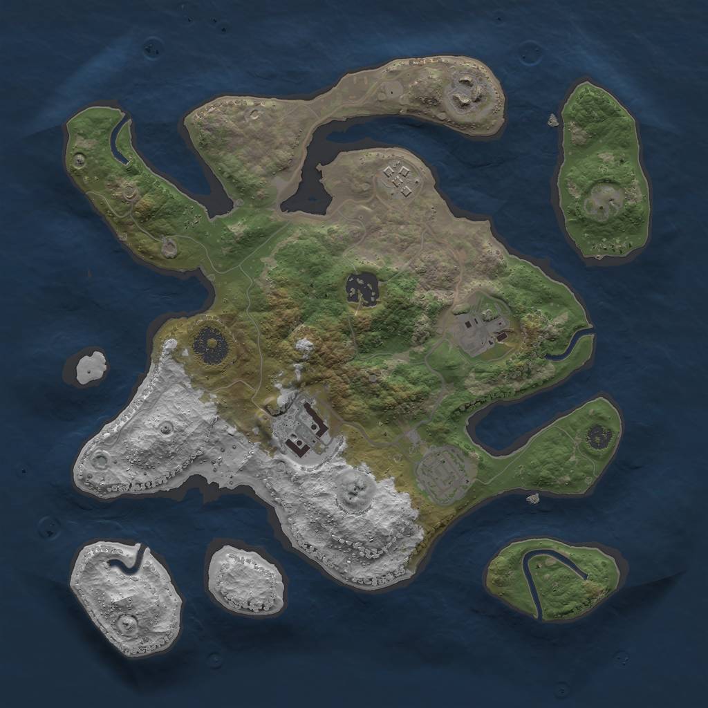 Rust Map: Procedural Map, Size: 3000, Seed: 588107740, 8 Monuments