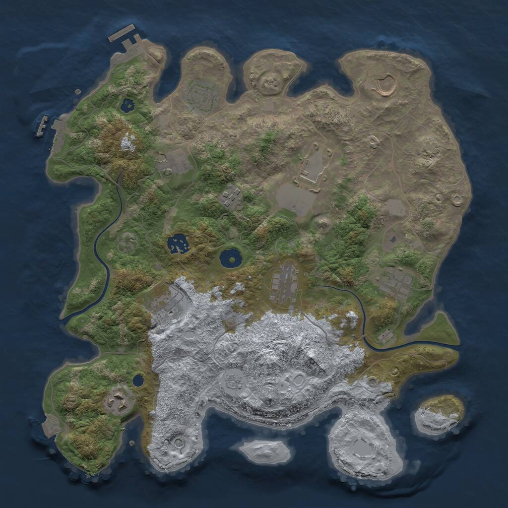 Rust Map: Procedural Map, Size: 3600, Seed: 399955385, 16 Monuments