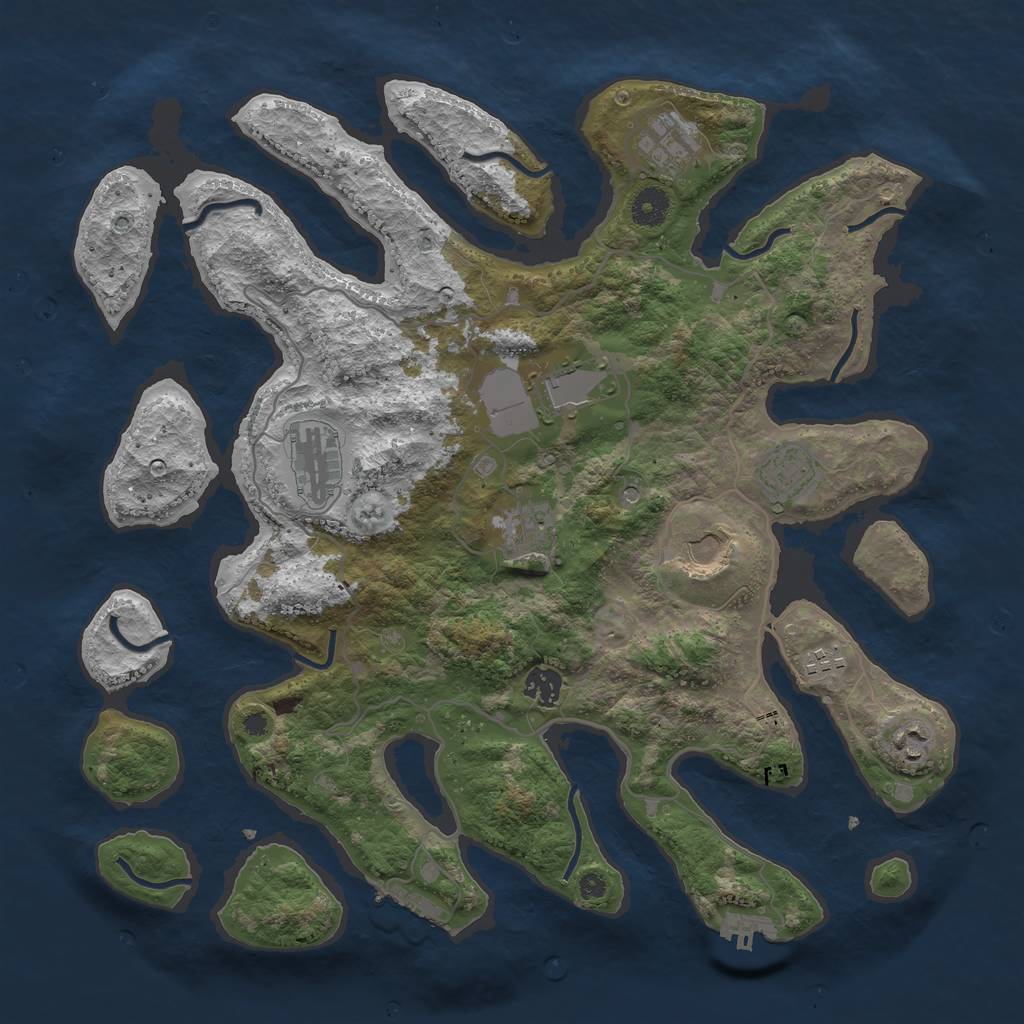 Rust Map: Procedural Map, Size: 4000, Seed: 1088346296, 14 Monuments