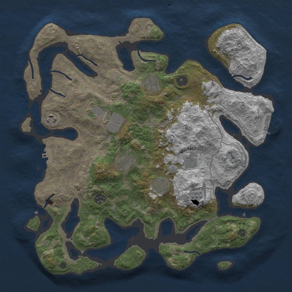 Rust Map: Procedural Map, Size: 4000, Seed: 1278082830, 13 Monuments