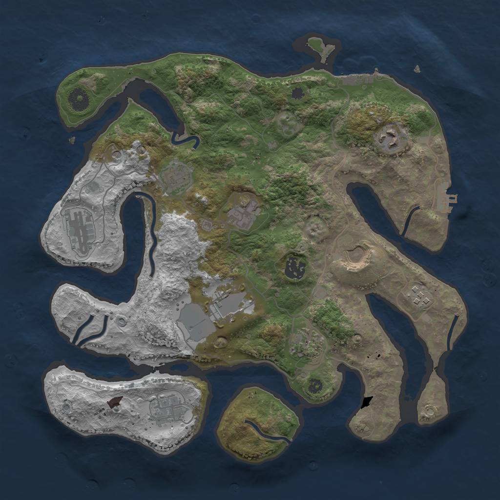 Rust Map: Procedural Map, Size: 3500, Seed: 795055371, 15 Monuments