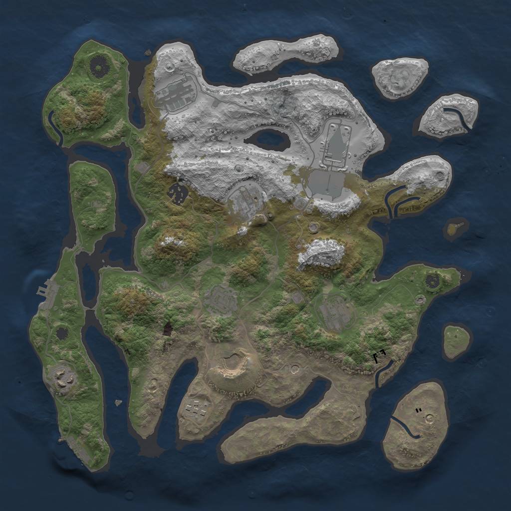 Rust Map: Procedural Map, Size: 3700, Seed: 3775911, 14 Monuments