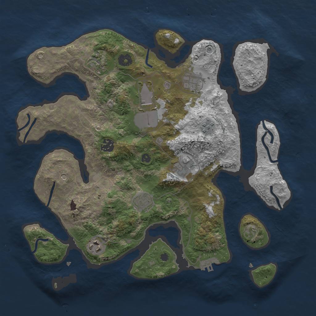 Rust Map: Procedural Map, Size: 3500, Seed: 1345742, 12 Monuments