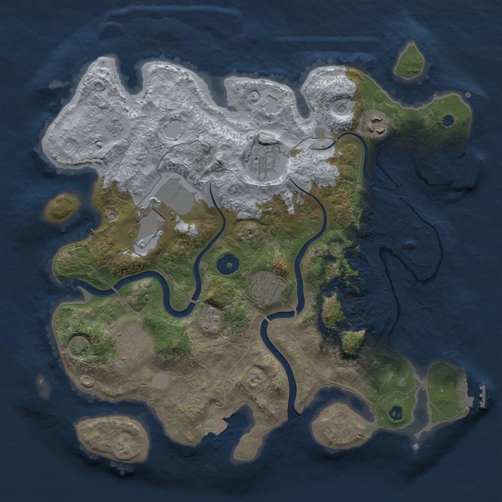 Rust Map: Procedural Map, Size: 3500, Seed: 7657, 12 Monuments