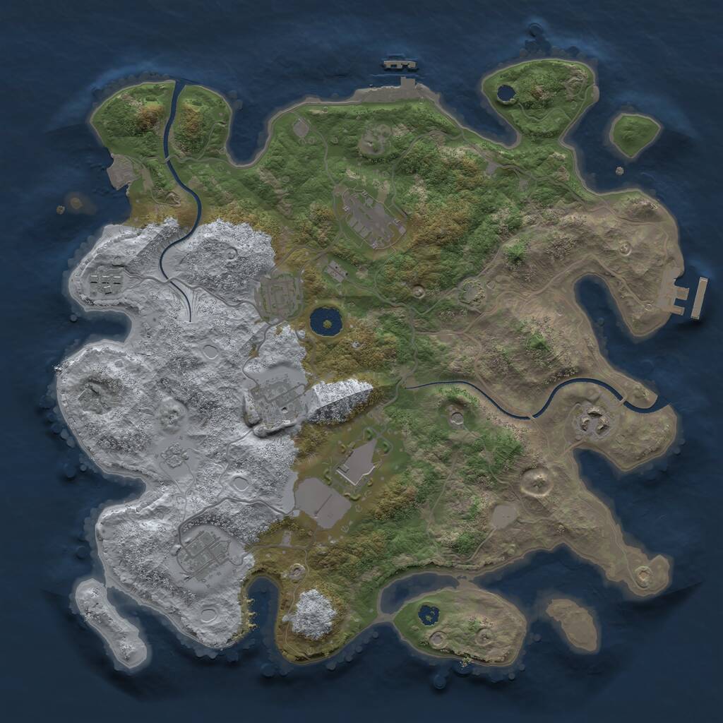 Rust Map: Procedural Map, Size: 3500, Seed: 1646451580, 13 Monuments