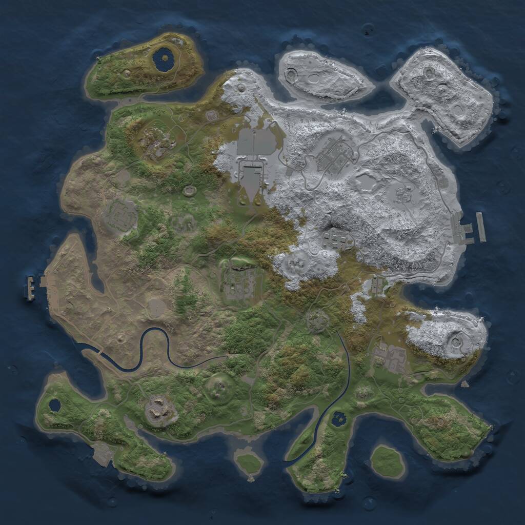 Rust Map: Procedural Map, Size: 3500, Seed: 64576, 14 Monuments