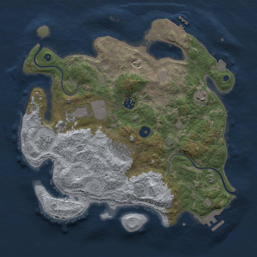 Rust Map: Procedural Map, Size: 3500, Seed: 987874, 12 Monuments