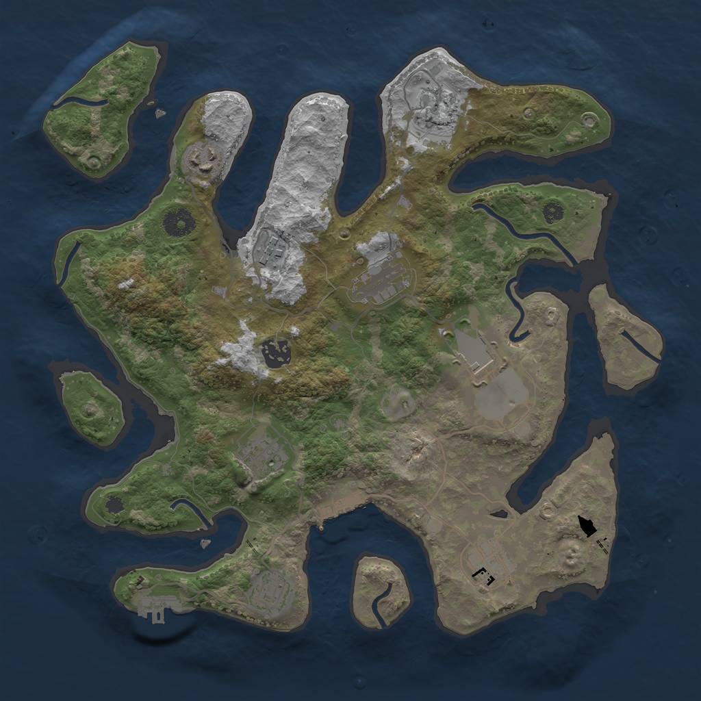 Rust Map: Procedural Map, Size: 3500, Seed: 1616092232, 13 Monuments