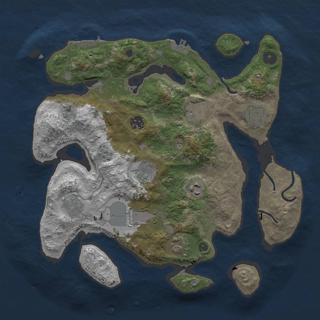 Rust Map: Procedural Map, Size: 3500, Seed: 1215125452, 14 Monuments