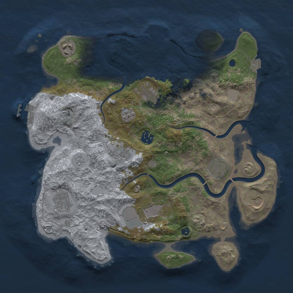 Rust Map: Procedural Map, Size: 3500, Seed: 1215125452, 15 Monuments