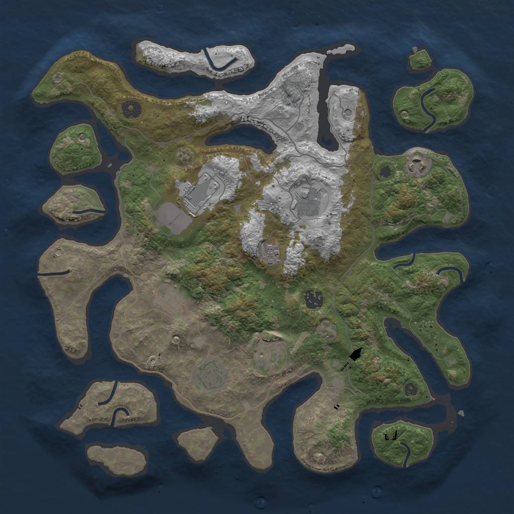 Rust Map: Procedural Map, Size: 4000, Seed: 577686591, 11 Monuments