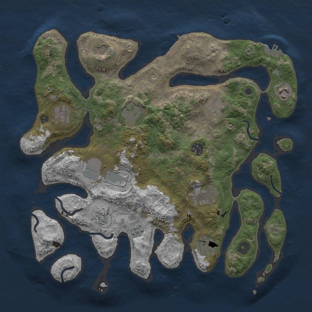 Rust Map: Procedural Map, Size: 3750, Seed: 334311821, 16 Monuments