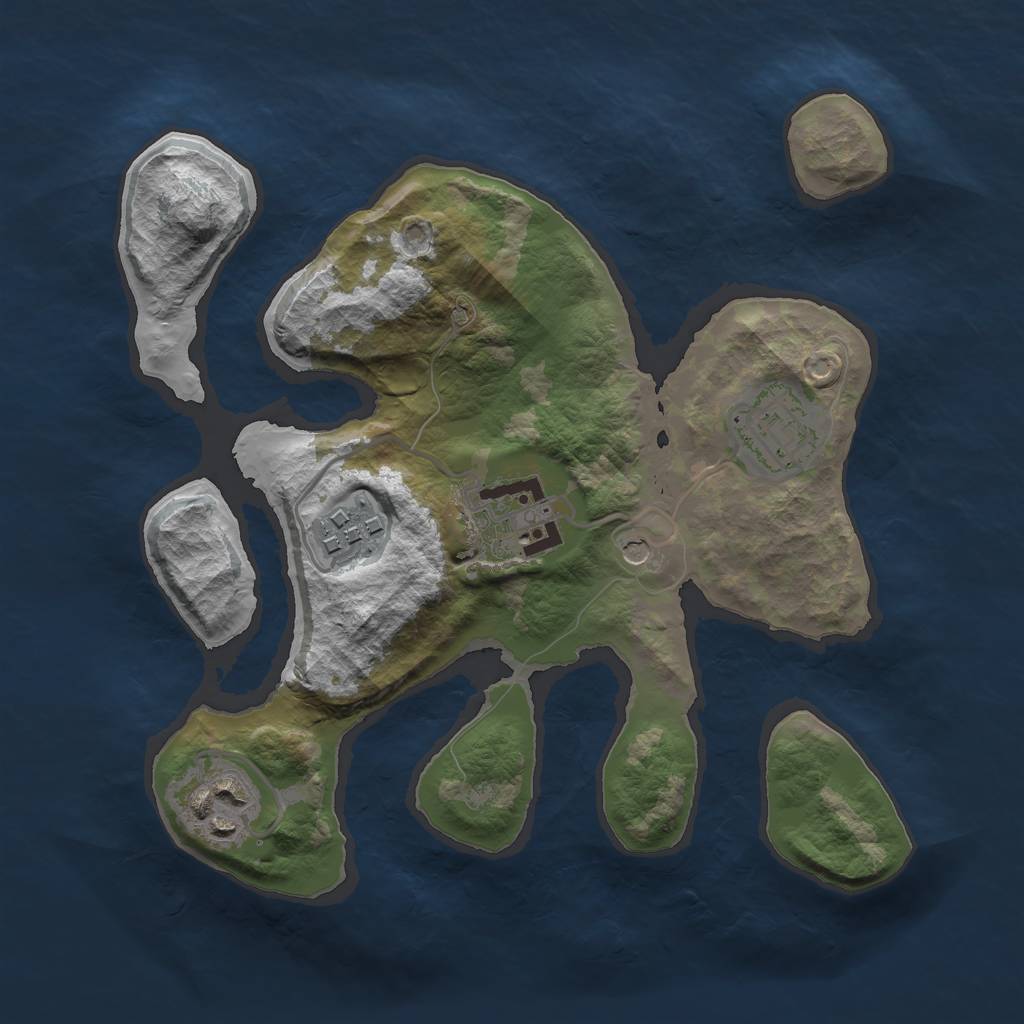 Rust Map: Barren, Size: 2500, Seed: 369559, 7 Monuments