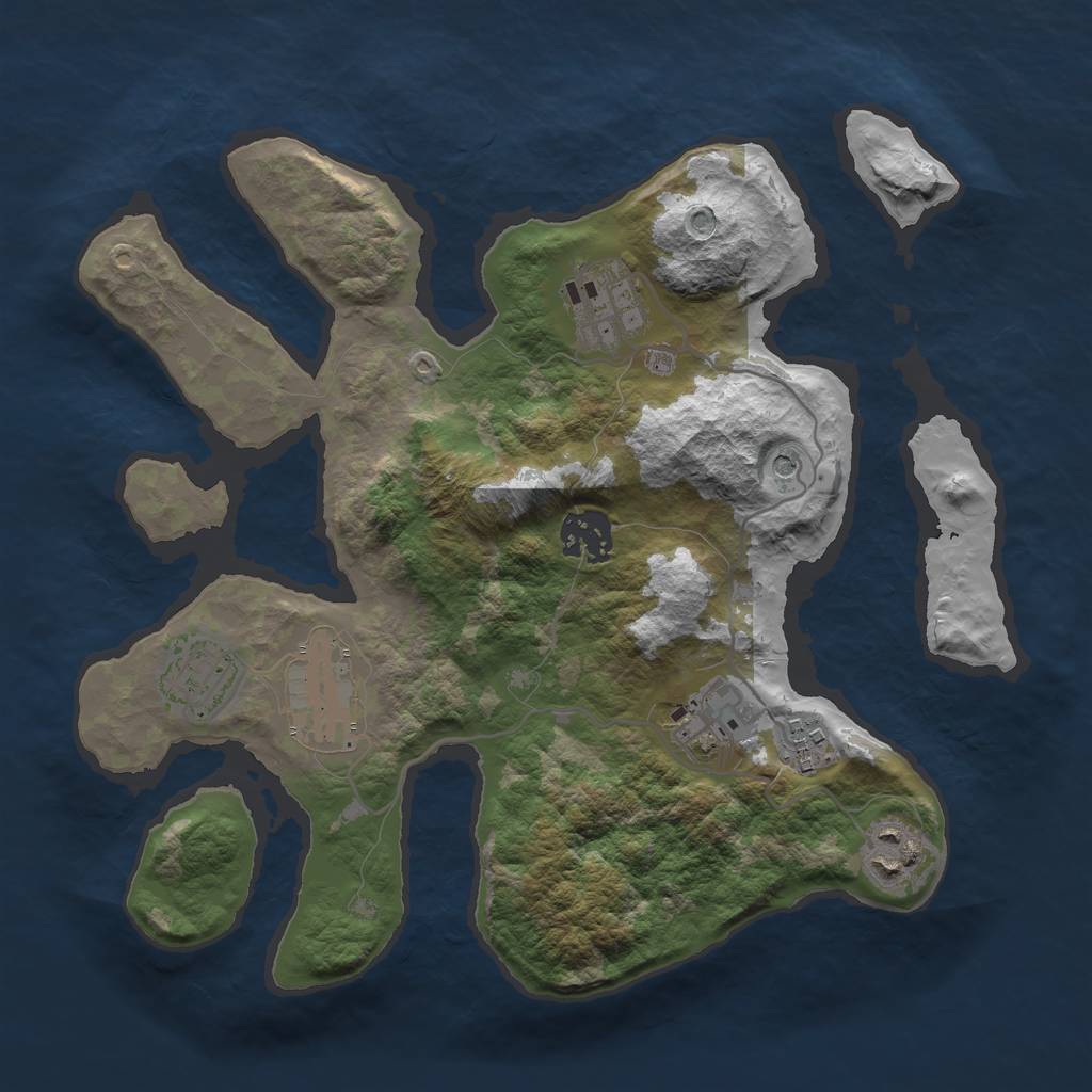 Rust Map: Barren, Size: 3010, Seed: 14856, 10 Monuments