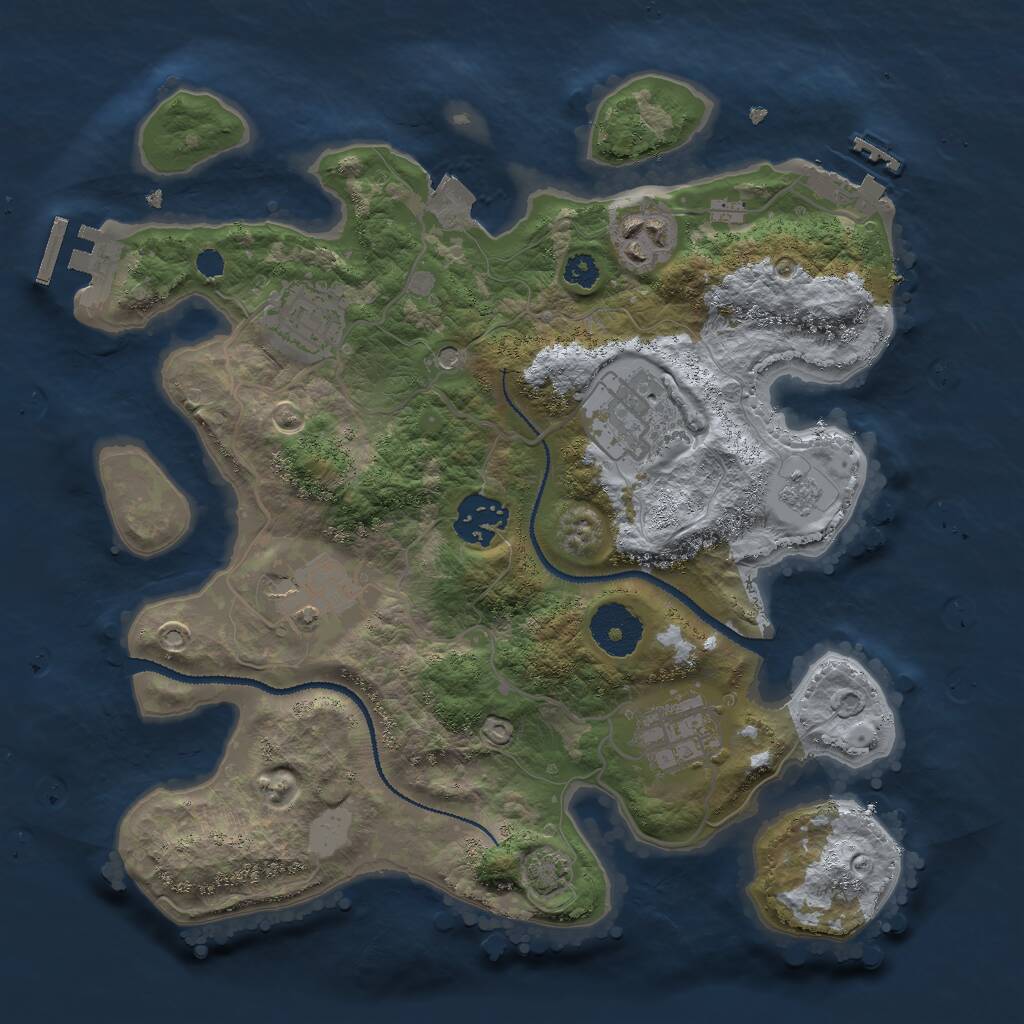 Rust Map: Procedural Map, Size: 3000, Seed: 1036738586, 12 Monuments