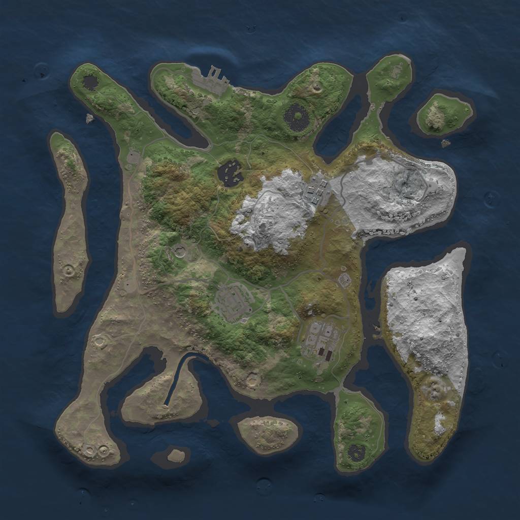 Rust Map: Procedural Map, Size: 3000, Seed: 800000, 8 Monuments