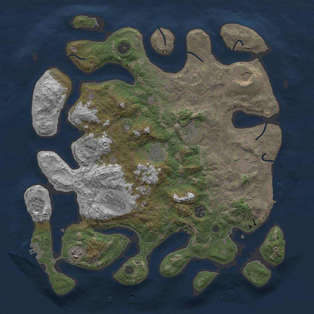 Rust Map: Procedural Map, Size: 4000, Seed: 211721, 13 Monuments